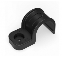 Крепеж-скоба пластиковая односторонняя для прямого монтажа черная в п/э д25 (50шт/450шт уп/кор) Промрукав
