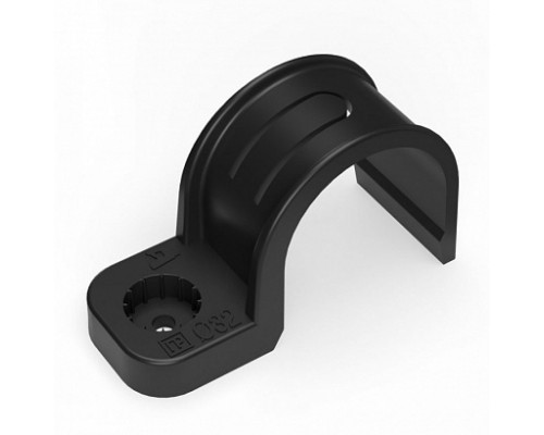 Крепеж-скоба пластиковая односторонняя для прямого монтажа черная в п/э д32 (25шт/375шт уп/кор) Промрукав